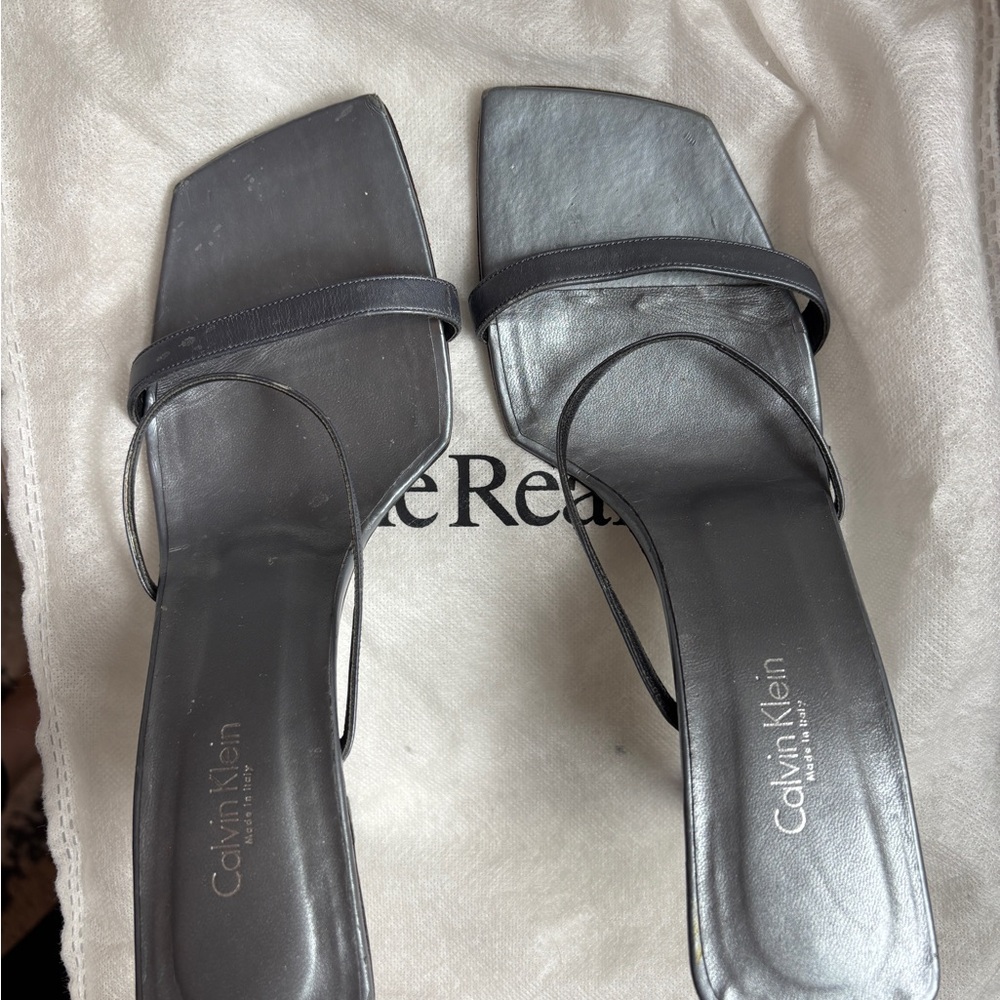 Calvin Klein 90s vintage runway heels.  Size 38, gunmetal grey